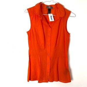 Vintage Y2K Red Orange Sleeveless Button Shirt NWT Retro Stylish for Modern Wear